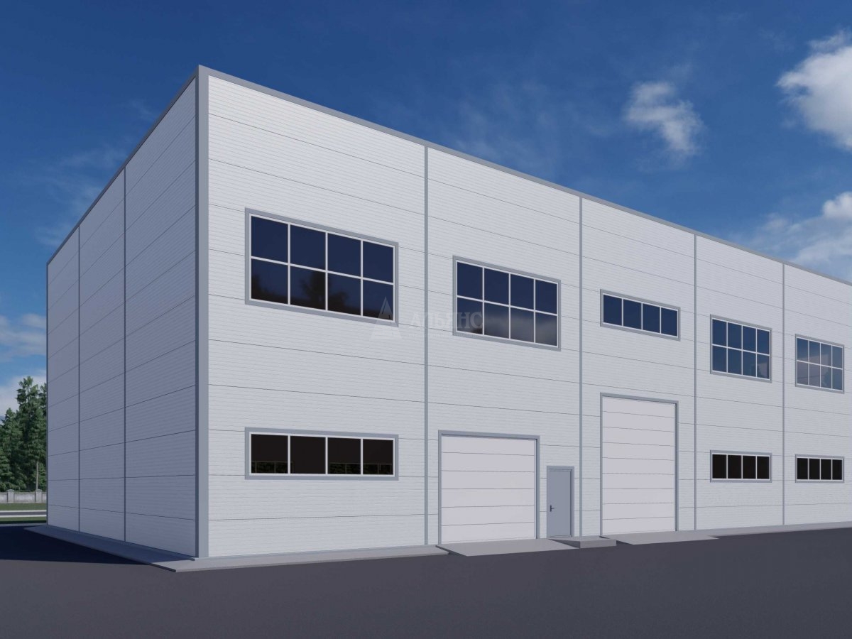 3D визуализация Цех с АБК из сэндвич панелей - фото 3