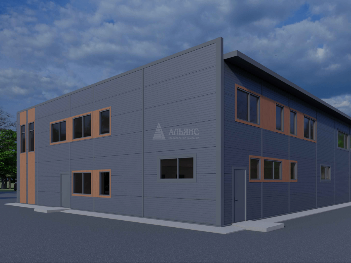 3D визуализация Здание АБК из сэндвич-панелей - фото 3