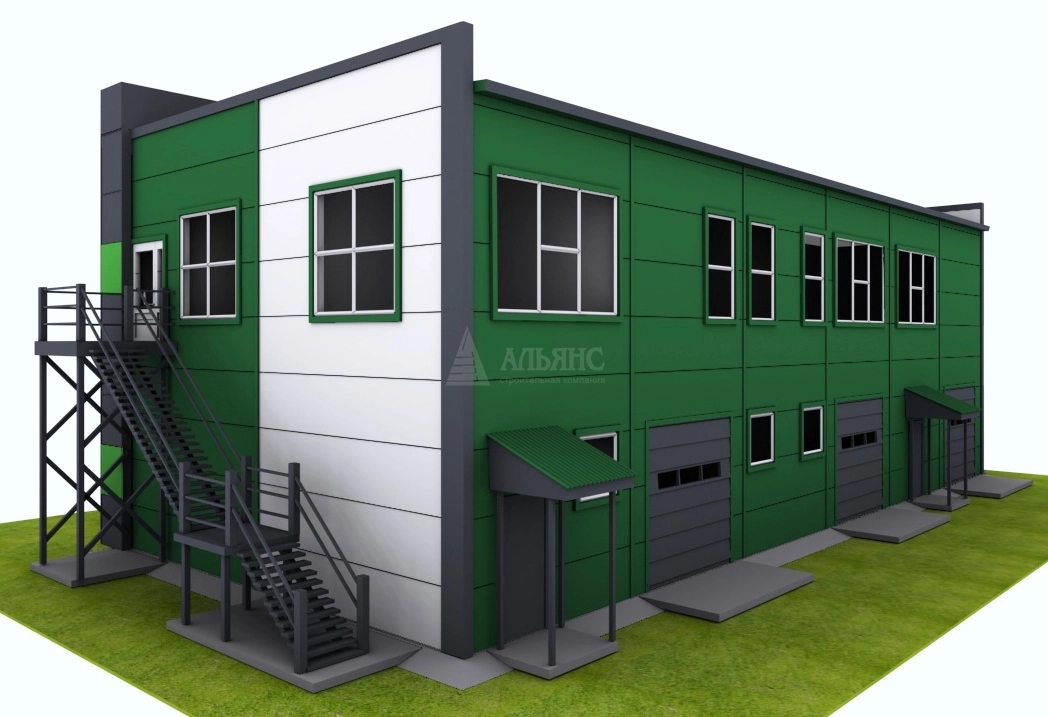 3D визуализация Торгово-офисное здание из сэндвич-панелей - фото 2