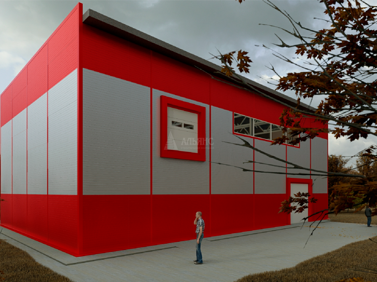 3D визуализация Проект двухэтажного магазина из сэндвич-панелей - фото 6